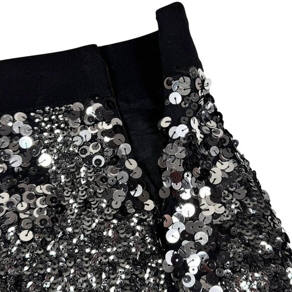 Club Monaco Silver Sequin Mini Skirt Sz.XS Silk Sexy Club Going Out Coquette - Picture 8 of 9